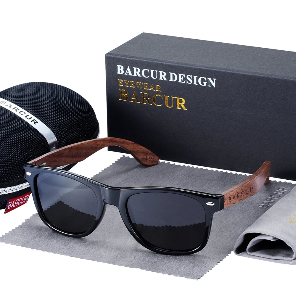 Polarized Black Walnut Wood Sunglasses for Men, UV400 Protection