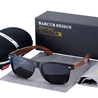 Polarized Black Walnut Wood Sunglasses for Men, UV400 Protection