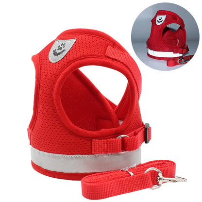 Breathable Escape-Proof Cat Harness and Leash - Adjustable Reflective Vest for Kittens and Puppies