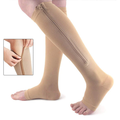 Compression Socks Varicose Veins Socks Women Open Toe Zipper Medical Nurse Socks Skinny Legs Pregnancy Men Sports Basketball