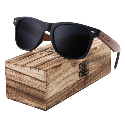 Polarized Black Walnut Wood Sunglasses for Men, UV400 Protection
