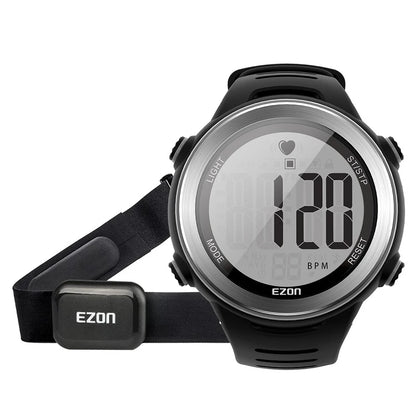 EZON T007 Heart Rate Monitor Watch | Chest Strap HRM | Waterproof Fitness Tracker with Stopwatch & Hourly Chime