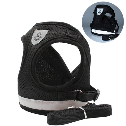 Breathable Escape-Proof Cat Harness and Leash - Adjustable Reflective Vest for Kittens and Puppies