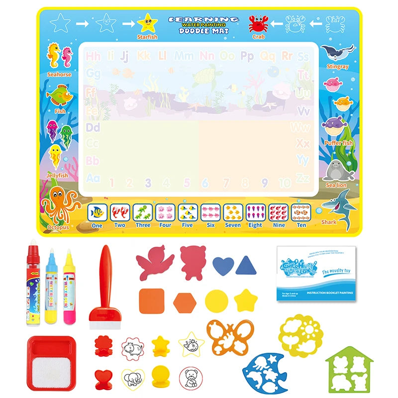 Coolplay Magic Water Drawing Mat Coloring Doodle Mat with Magic Pens Montessori Toys Painting Board Educational Toys for Kids
