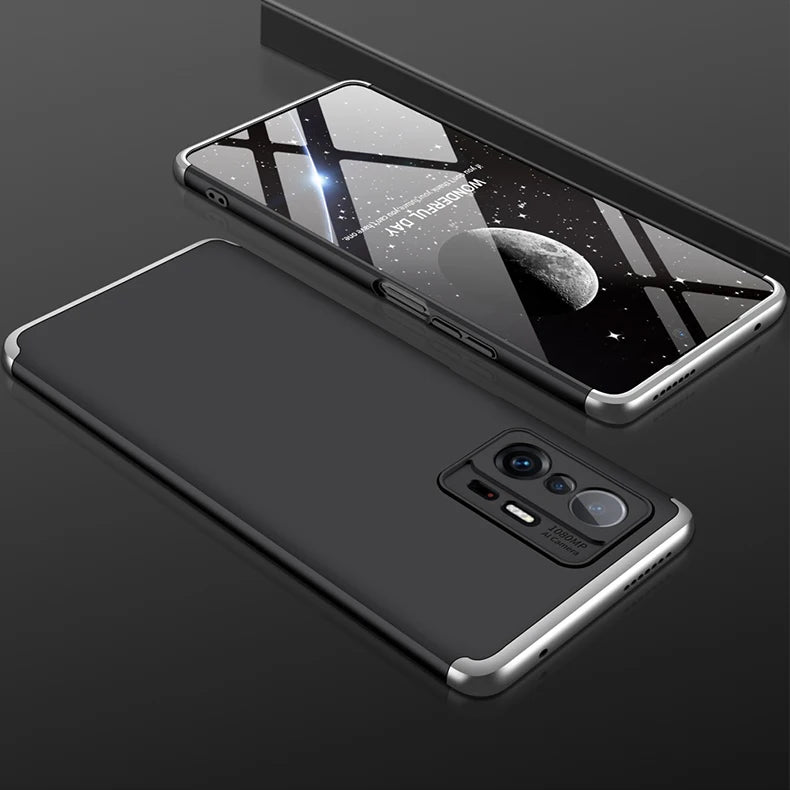 For vivo Y35 2022 GKK Three Stage Splicing Full Coverage PC Phone Case(Black Silver)