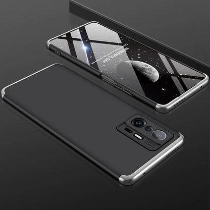 For vivo Y35 2022 GKK Three Stage Splicing Full Coverage PC Phone Case(Black Silver)
