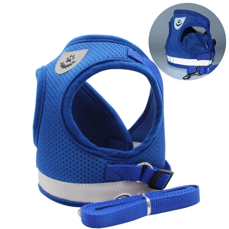 Breathable Escape-Proof Cat Harness and Leash - Adjustable Reflective Vest for Kittens and Puppies