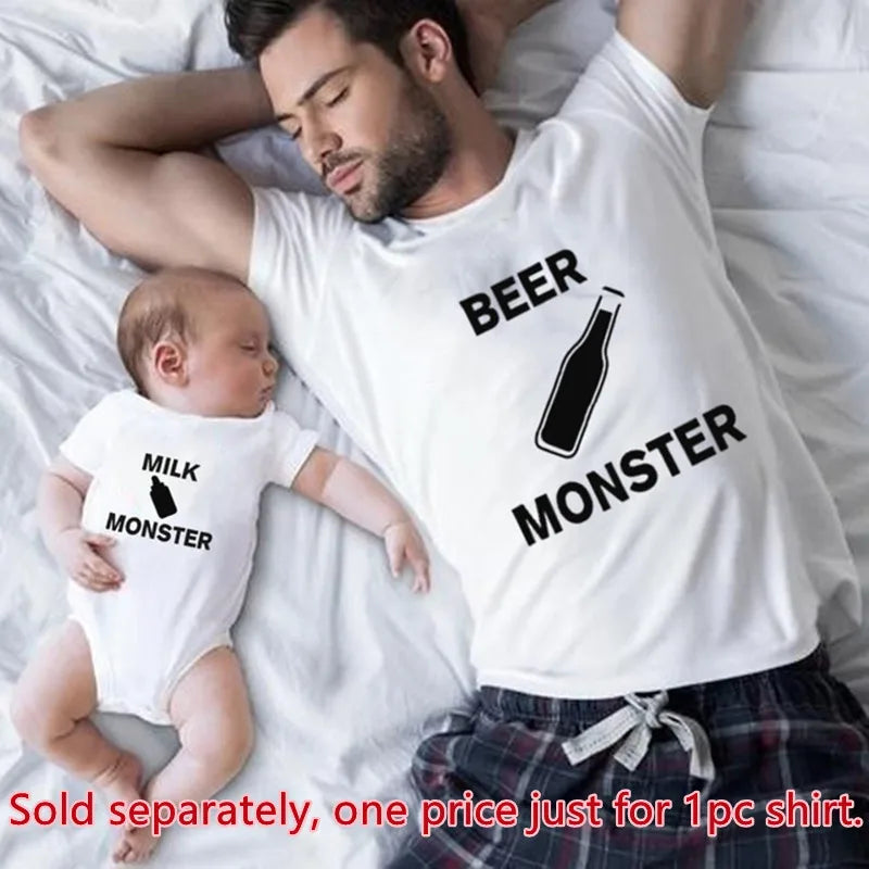 New Cotton Parent-child Father And Son Installed Game Console T-shirt Short-sleeved Summer