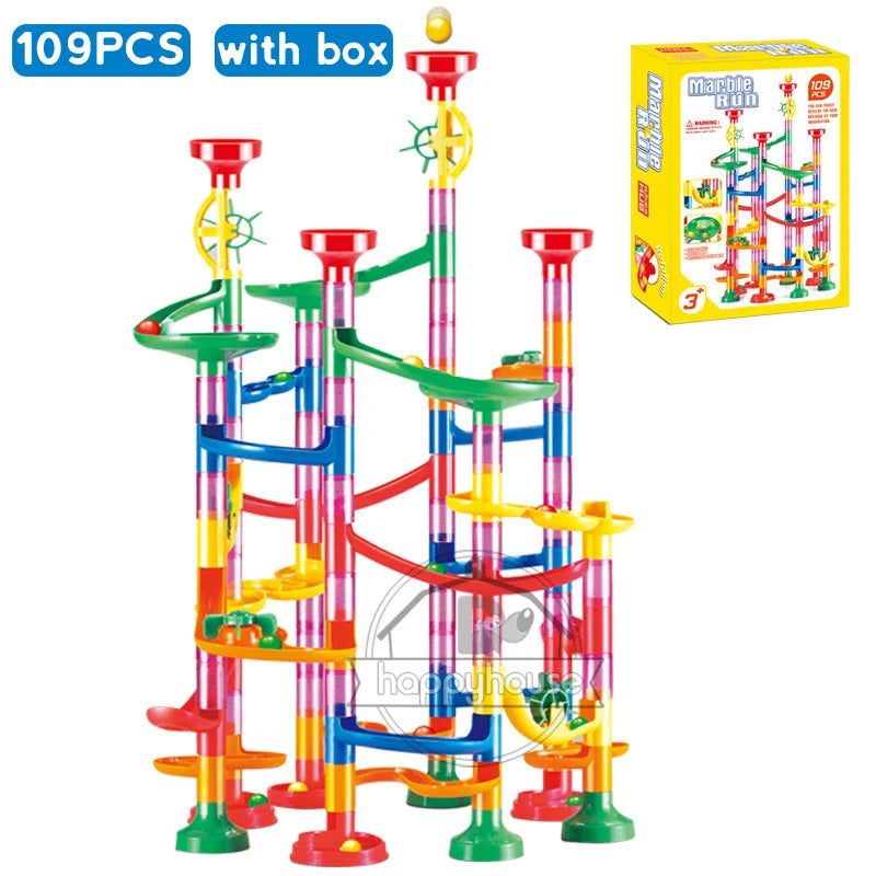 Marble Run Race Track Building Blocks Kids 3D Maze Ball Roll Toy