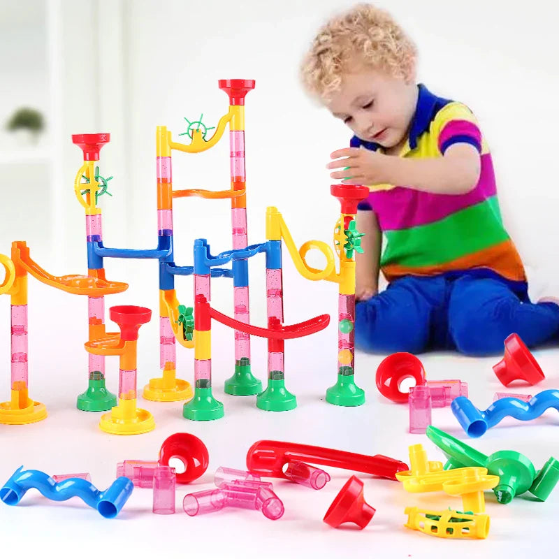 Marble Run Race Track Building Blocks Kids 3D Maze Ball Roll Toy