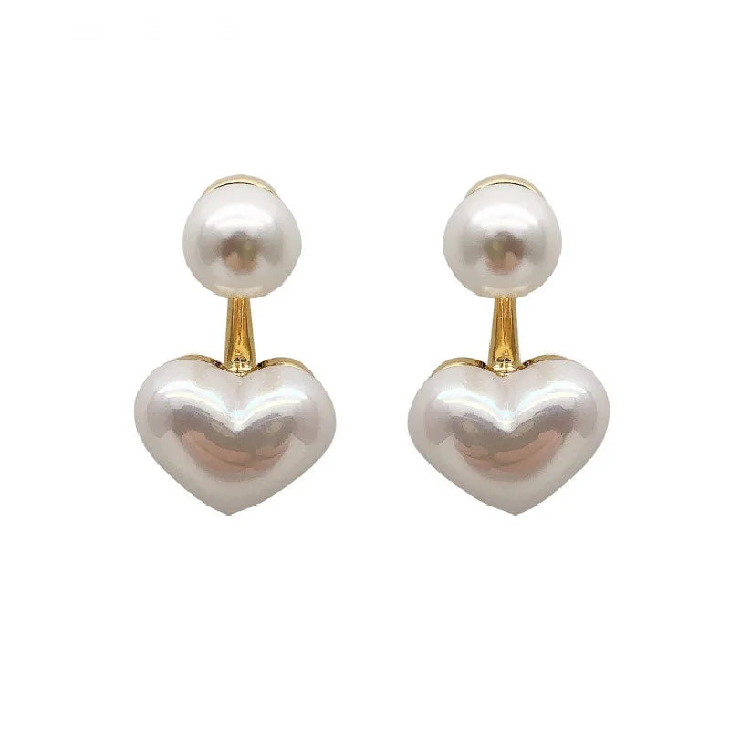 Elegant Heart Pearl Drop Earrings for Women