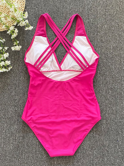 One Piece Swimsuit - Waist patterned
