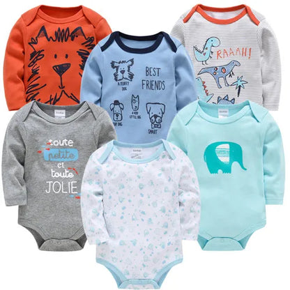 6 PCS 3 PCS Kavkas Baby Boys Girls Bodysuit Long Sleeve 100% Cotton Baby Clothes 0-12 months Newborn body bebe Jumpsuit Clothing