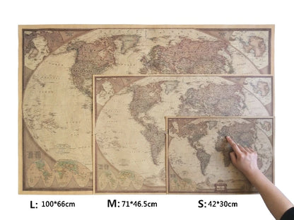 Vintage World Map Travel Home Decoration Detailed Antique Poster Wall Chart Retro Paper Matte Kraft Paper Map World