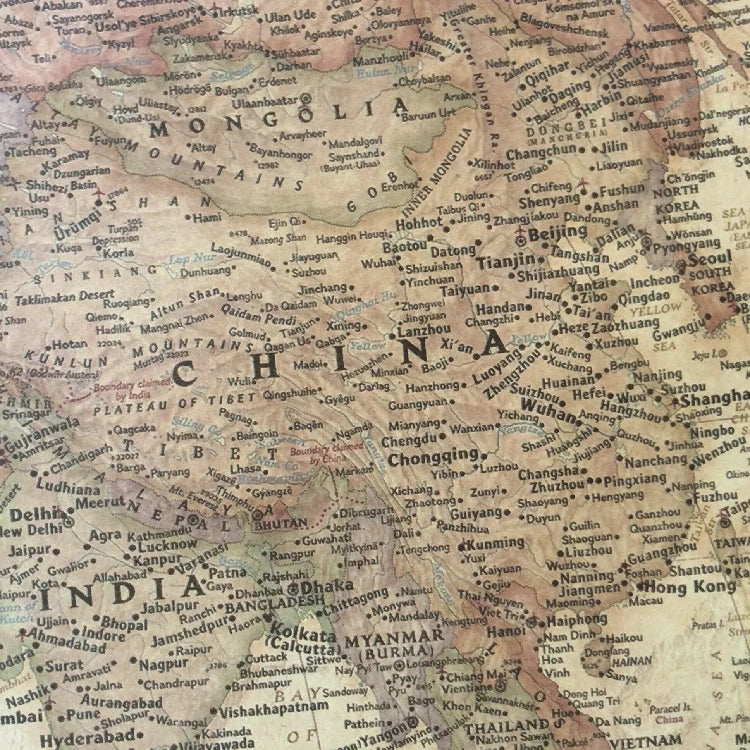 Vintage World Map Travel Home Decoration Detailed Antique Poster Wall Chart Retro Paper Matte Kraft Paper Map World