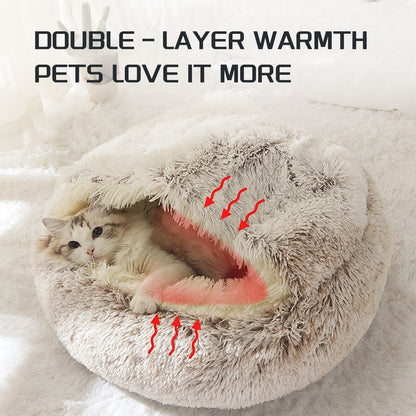 Half covered donut pet bed with soft hooded design for cats and dogs