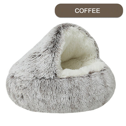Half covered donut pet bed with soft hooded design for cats and dogs