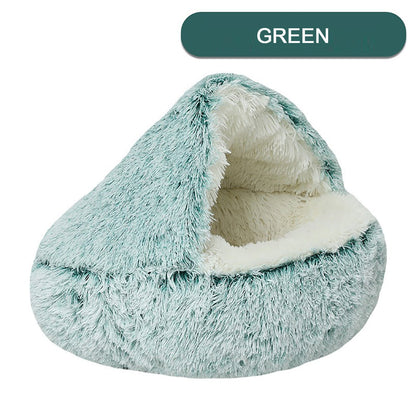 Half covered donut pet bed with soft hooded design for cats and dogs
