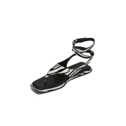Zebra Print Calf Hair Sandals