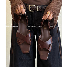 Handmade leather crisscross sandals