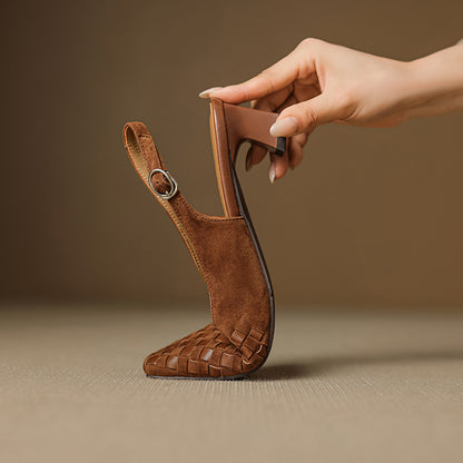 Handmade suede slingback sandals