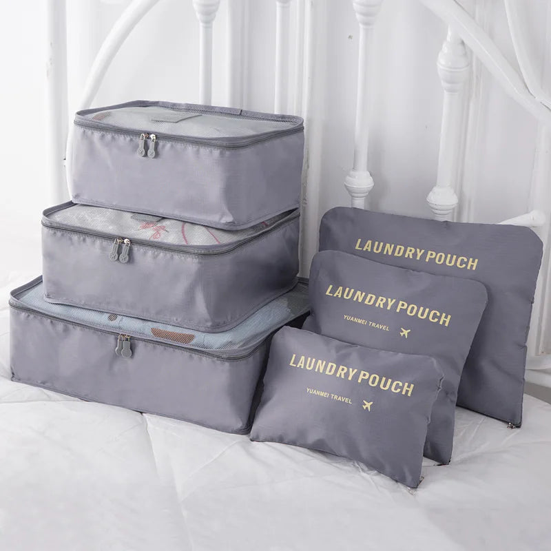8-piece Set Luggage Divider Bag Travel Storage Clothes Underwear Shoes Organizer Packing Cube Bag