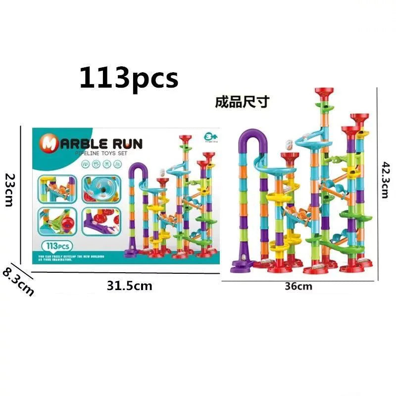 Marble Run Race Track Building Blocks Kids 3D Maze Ball Roll Toy
