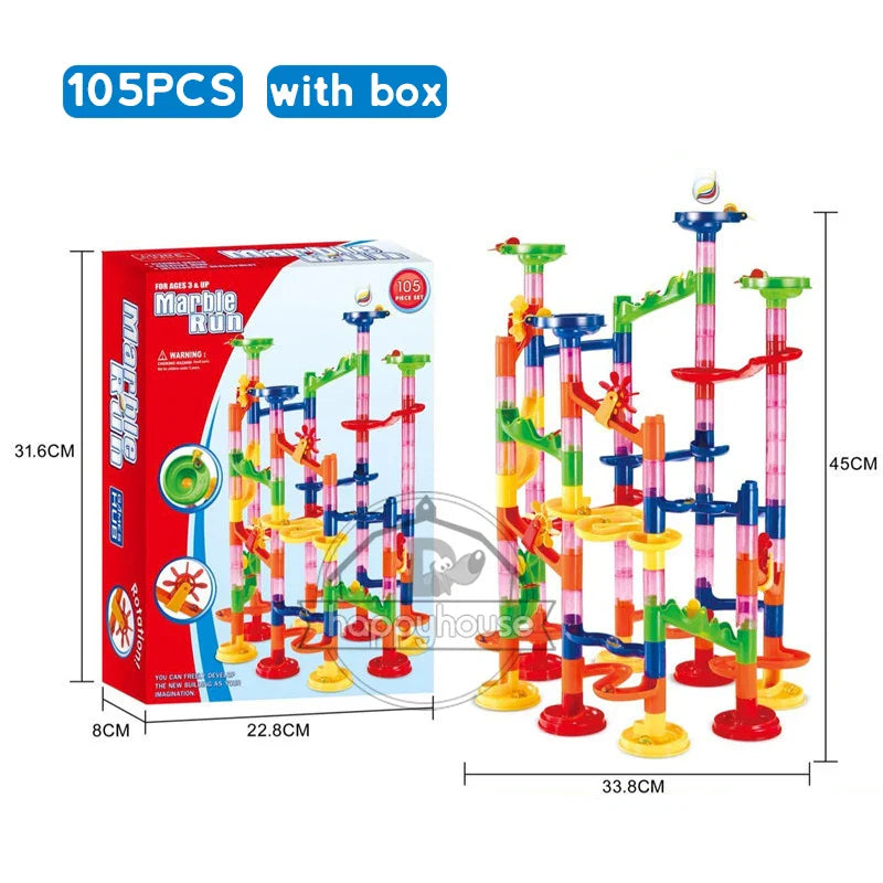 Marble Run Race Track Building Blocks Kids 3D Maze Ball Roll Toy