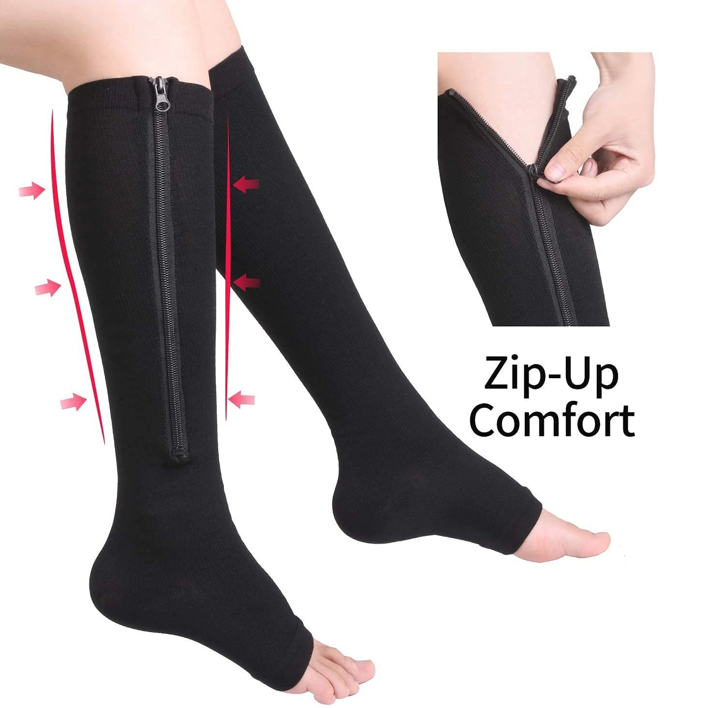 Compression Socks Varicose Veins Socks Women Open Toe Zipper Medical Nurse Socks Skinny Legs Pregnancy Men Sports Basketball