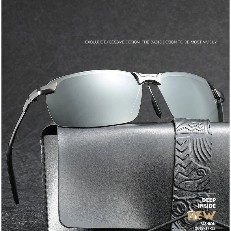 Photochromic Sunglasses Men Polarized in black frame for driving

