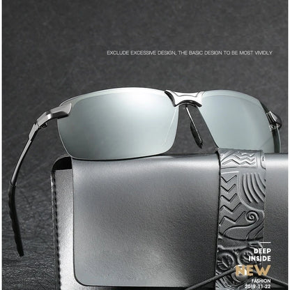 Photochromic Sunglasses Men Polarized in black frame for driving


