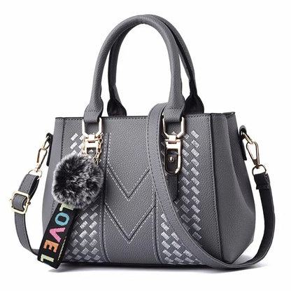Hemasa Embroidery Messenger Bags Women Leather Handbag for Women Sac a Main Ladies hair ball Hand Bag