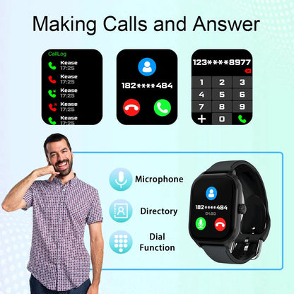 Health monitoring Bluetooth smart watch with fitness and heart rate tracking