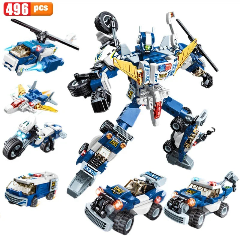 Qman 6-in-1 Mecha Warrior Building Blocks Set for Kids