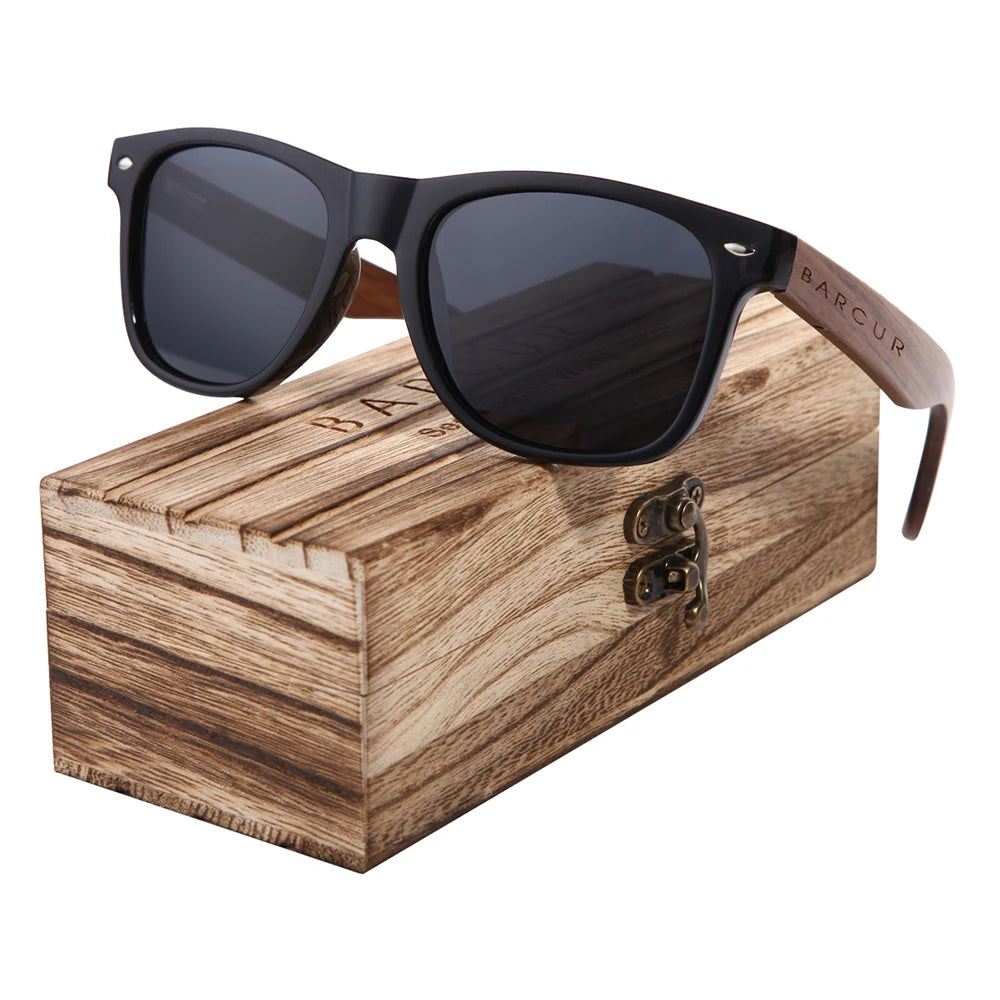 Polarized Black Walnut Wood Sunglasses for Men, UV400 Protection