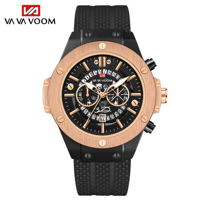 Men's Sports Watch – Quartz Waterproof Japanese Movement Timepiece Calendar & Silicone Strap