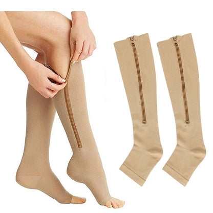 Compression Socks Varicose Veins Socks Women Open Toe Zipper Medical Nurse Socks Skinny Legs Pregnancy Men Sports Basketball