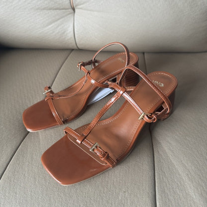 High Heel Square Toe Sandals