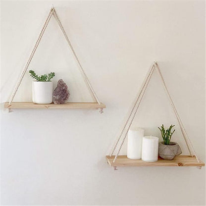 Indoor plant floating shelf used for wall-mounted houseplant display

