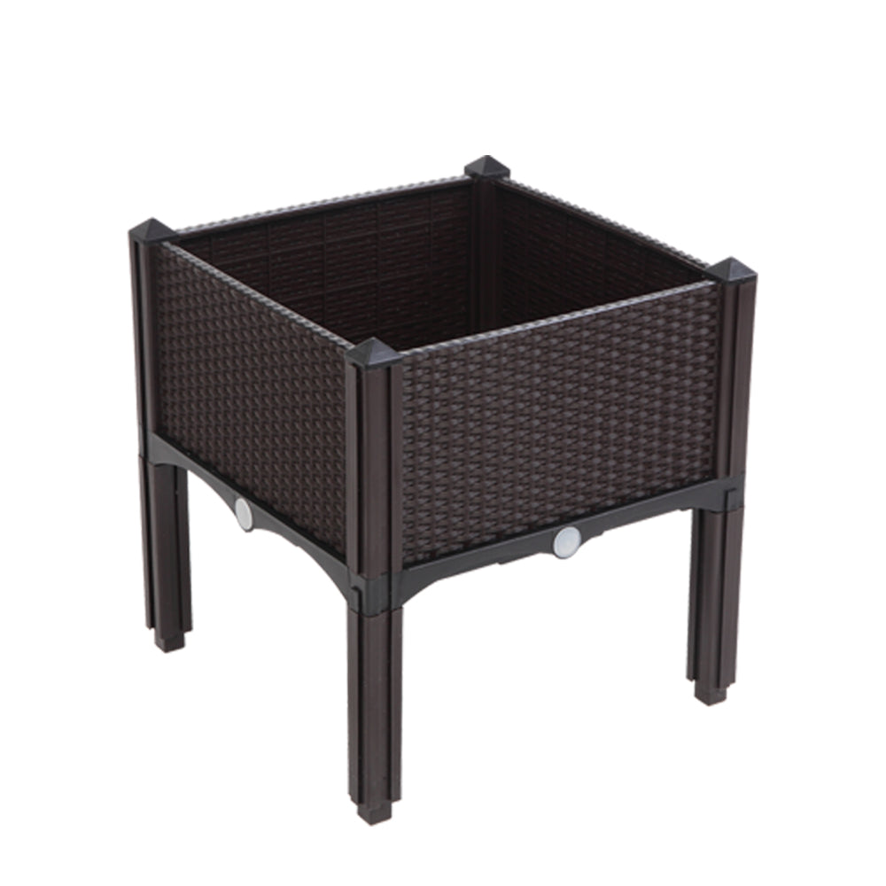 Injection molded planter box for outdoor garden use with durable design