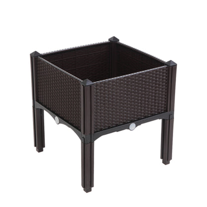 Injection molded planter box for outdoor garden use with durable design