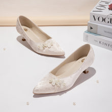 Ivory Jacquard Kitten Heel Pumps