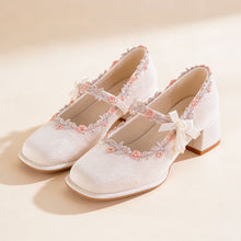 Jacquard Satin Mary Jane Heels