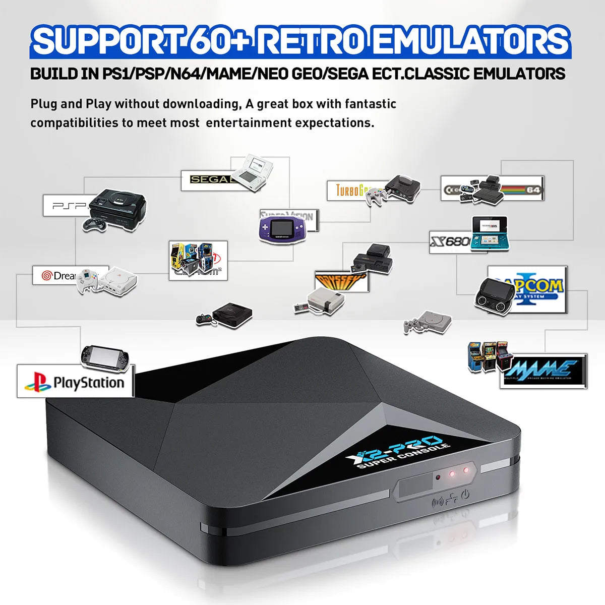 Kinhank Super Console X2 Pro retro gaming console with 4K Android TV support and preloaded classic games