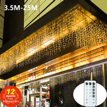 LED icicle string lights for outdoor Christmas and wedding decor