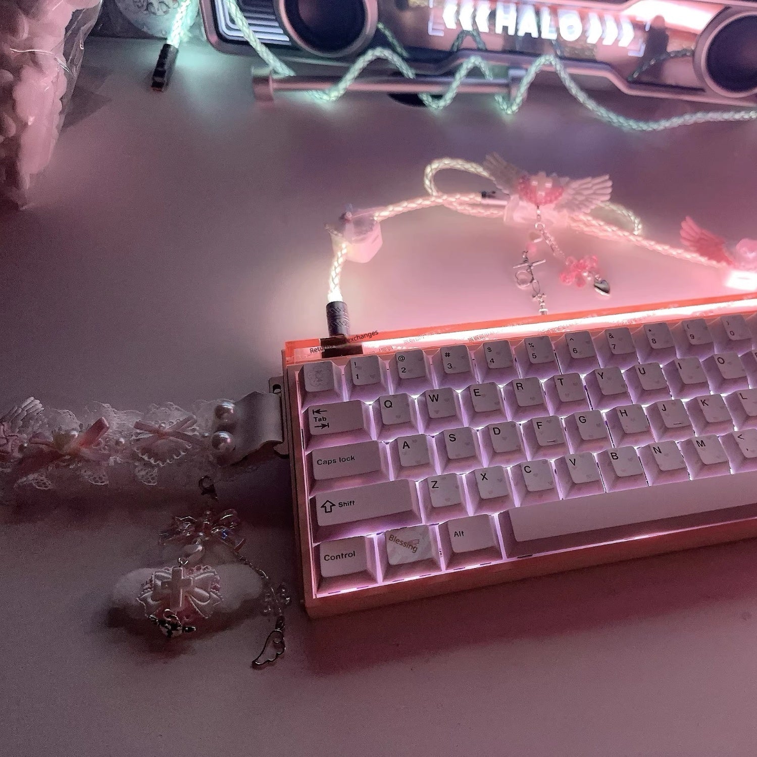 Lace keyboard ribbon charm