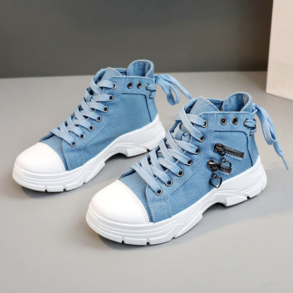 Lace up platform sneakers with thick sole for stylish and comfortable wear