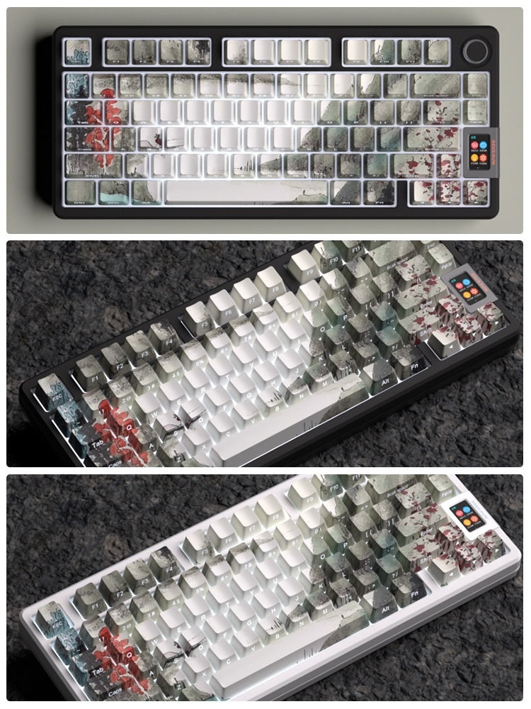 Gradient ink-wash keycaps set