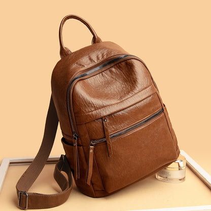 Soft leather student backpack