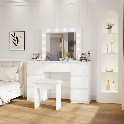 White vanity table mirror
